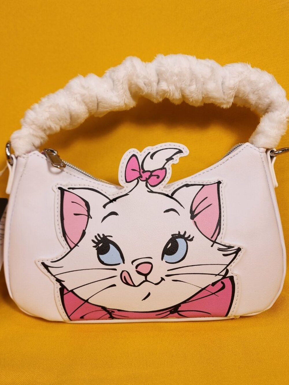 Loungefly Disney The Aristocats Marie Fuzzy Scrunchy Handle Crossbody Bag NEW